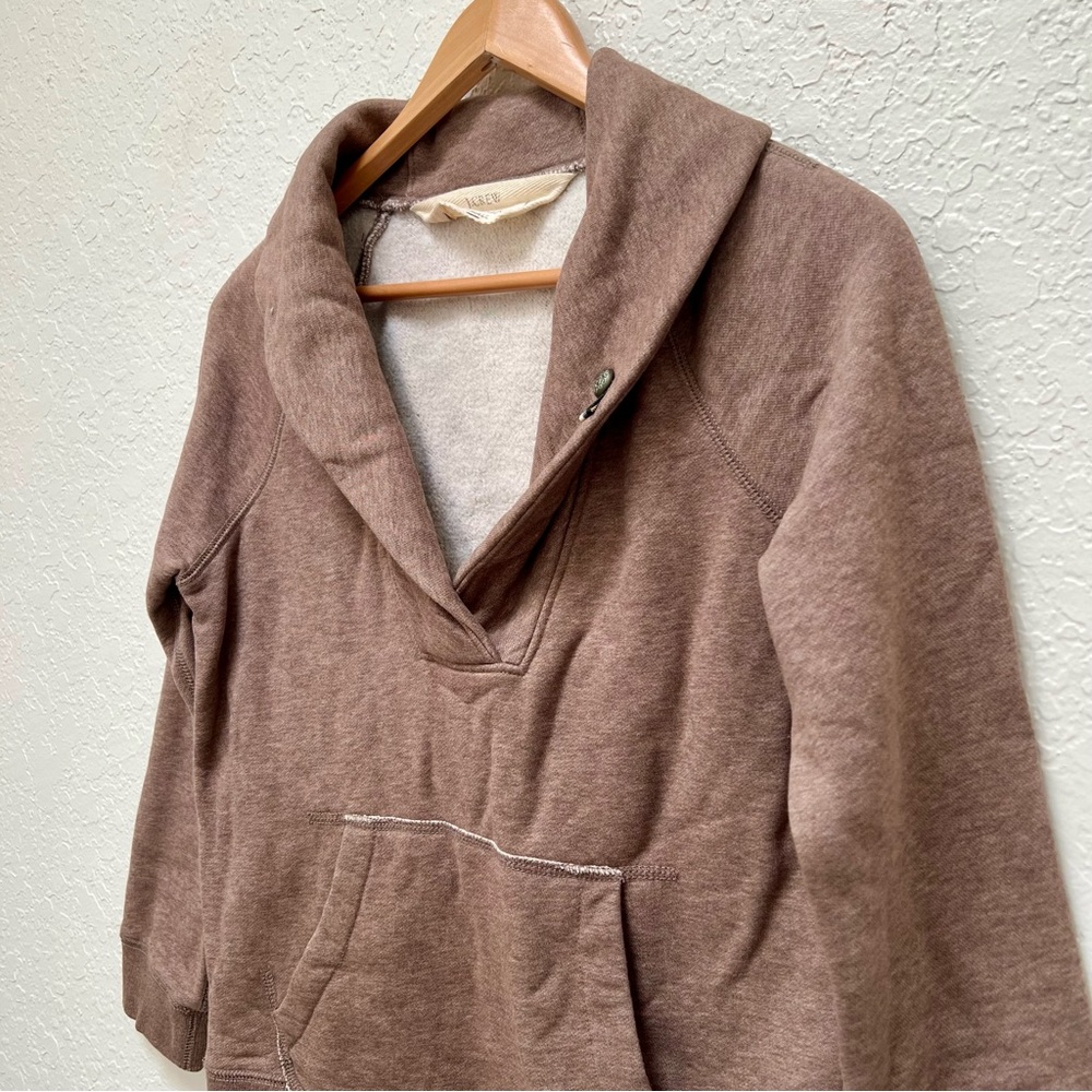 J. CREW Brown S Pullover Sweatshirt Shawl Collar Button Detail Y2K Preppy